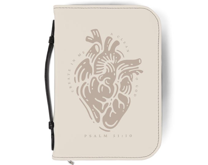 Create In Me A Clean Heart Bible Cover - Inspirational Design, Christian Gift, Scripture Protection, Faith-Based Decor, Psalm Heart Design
