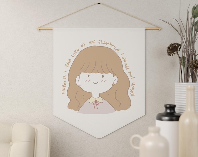 Psalm 23:1 - The Lord's My Shepherd, Pennant Wall Hanging, Cute Home Decor, Kids Room Wall Art, Inspiring Christian Decor, Bible Home Decor