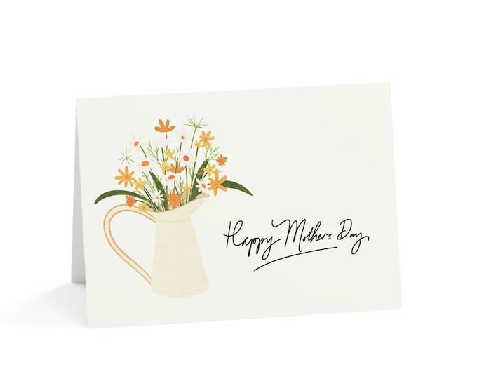 Flowers in Watering Can, Mother's Day Greeting Cards Set, Mother's Day Cards, Blank Note Cards, 1-50 pcs, Gift for Mom