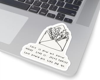 真の愛の聖書アート、キスカットステッカー、花柄のキリスト教の引用句、信仰に基づく装飾、宗教的なギフト、ラップトップステッカー、かわいいギフトアイデア