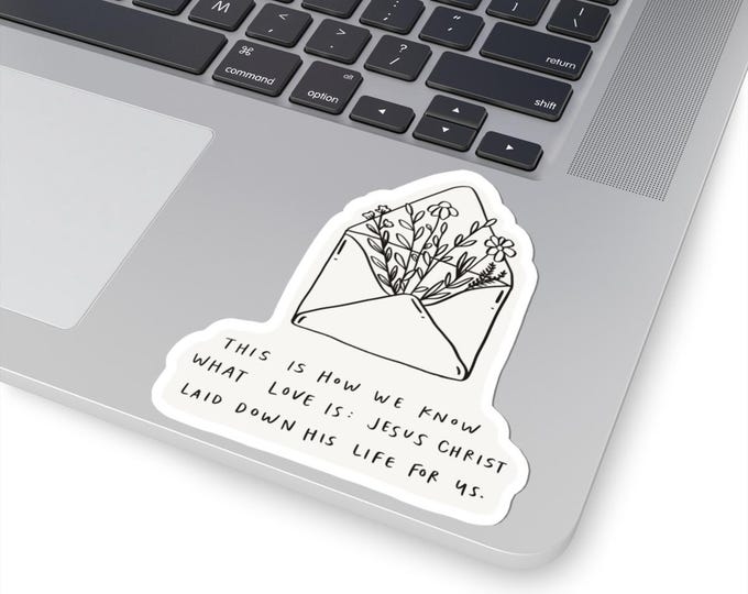 True Love Bible Art, Kiss-Cut Stickers, Floral Christian Quotes, Faith-Based Decor, Religious Gifts, Laptop Stickers, Cute Gift Ideas