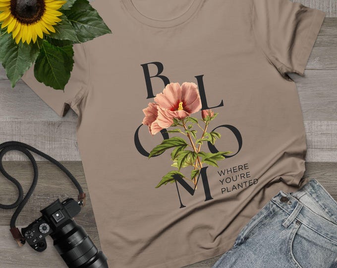 Maple Tee, Bloom Where You're Planted, Women's Graphic T-Shirt, Inspirational Shirt, Gardening Gift, Nature Lover Tee