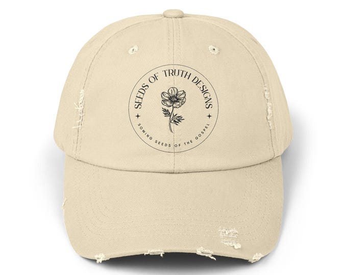 Seeds of Truth Design Unisex Distressed Cap - Vintage Style, Casual Wear, Great for Gifting, Summer Vibes, Outdoor, Merch