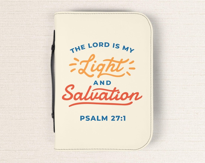 Light & Salvation Inspirational Bible Cover - Faith Journal, Religious Gifts, Christian Decor, Psalm 27:1, Spiritual Encouragement