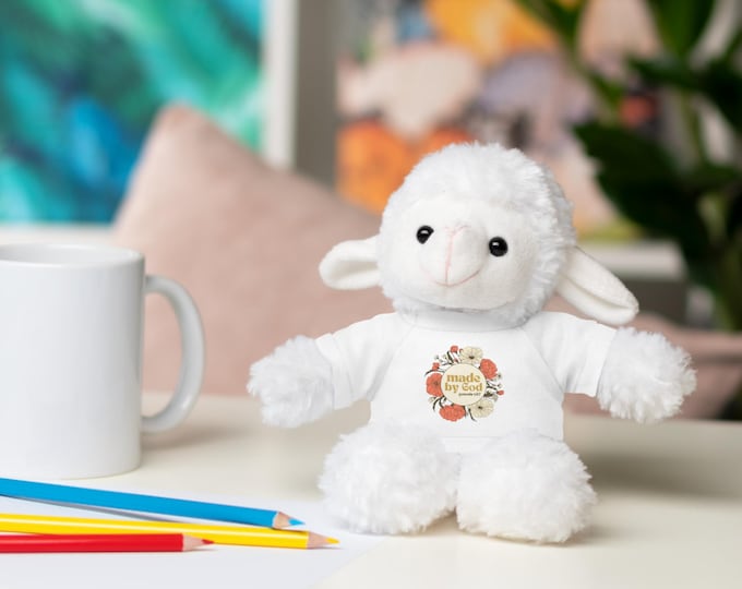 Adorable Stuffed Animals with Tees - Perfect Gift for Kids, Birthdays, Plush Toys, Comfort Items, Love & Encouragement, Made By God Design