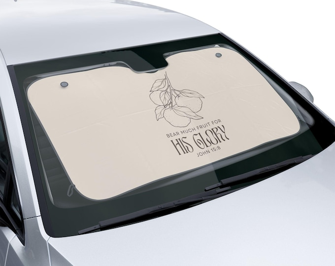 Bear Much Fruit for His Glory Car Sun Shades, Christian Car Accessories, UV Protection Shades, Stylish Vehicle Decor, Gift for Believers