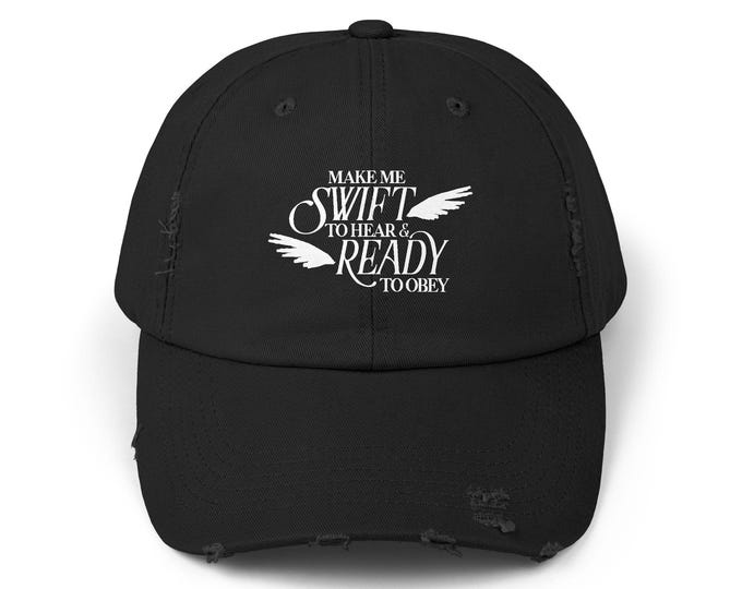 Make Me Swift to Hear & Ready to Obey Cap | Typography Graphic, Christian Hat, Christian Apparel, Christian Shop, Seeds of Truth Designs