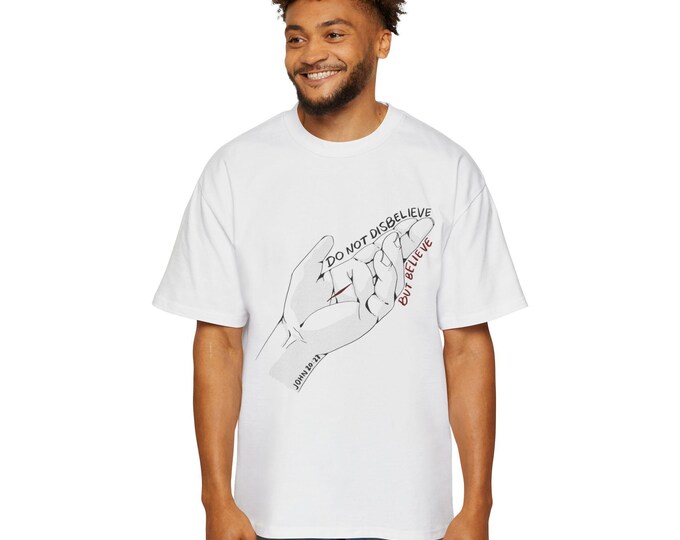 Oversized Graphic Tee, 'Do Not Disbelieve, But Believe' Hand Design, Casual Streetwear, Unisex Style, Perfect Gift for Him, Relaxed Fit