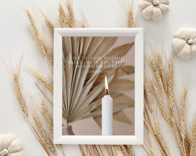 Victory Through Jesus Christ - Scripture Wall Art (8.5x11 inches) - PRINT | Home Decor, Office Decor, Room Decor, Decoration, Bible Art
