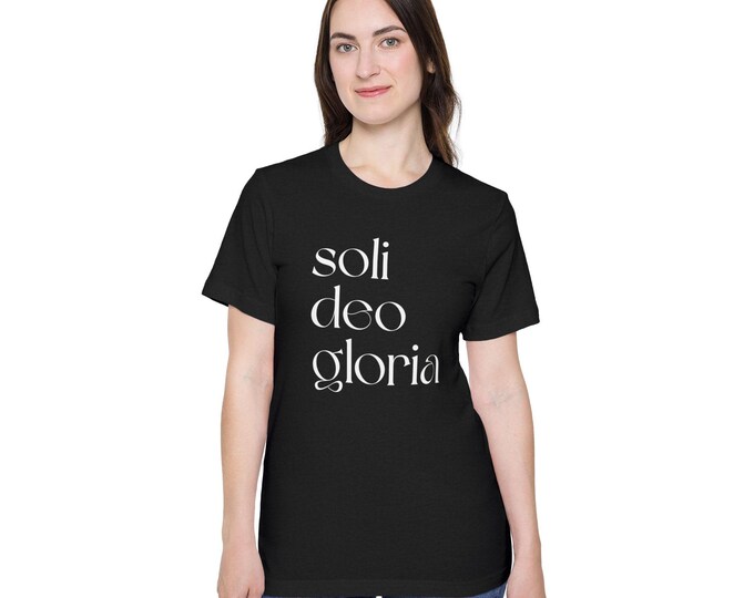 Soli Deo Gloria (To God Alone Be The Glory) T-Shirt, USA-Made Unisex Tee, Bible Shirt, Christian Faith Apparel, Everyday Comfort