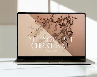 しかし、私ではなくキリストが私の内におられる - ミニマルなベージュのデスクトップ壁紙、聖書の一節の壁紙、美的聖句のデスクトップ壁紙、イエス