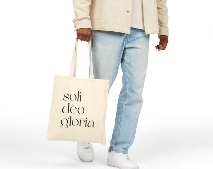 Soli Deo Gloria (To God Alone Be The Glory) Design Cotton Canvas Tote Bag - Eco-Friendly, Reusable Grocery Bag, Christian Gift, Everyday Use