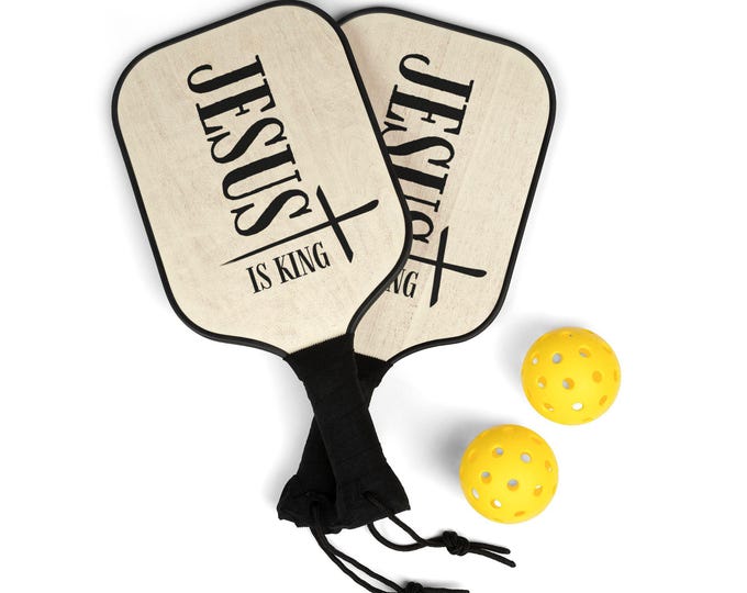 Pickleball Paddle Set - 'Jesus is King' Design, Fun Sports Gift for Players, Outdoor Activity, Christian Sport Kit, Summer Fun, Family