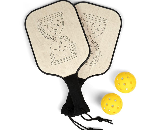 Scripture Art Design Pickleball Paddle Set - Hourglass Design, Pickleball Gear, Sport Gifts, Indoor/Outdoor Fun, Novelty Pickleball Kit