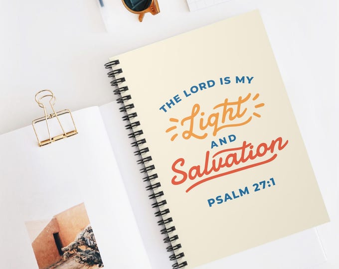 Inspirational Spiral Notebook - Light and Salvation | Faith Journal, Christian Gifts, Psalm 27:1, Prayer Diary, Spiritual Planner