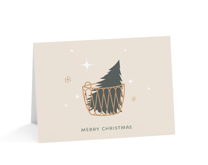 Christmas in Basket Greeting Cards | Festive Cards for All Occasions, Handmade Holiday Cards, Seasonal Greeting, Gift Enclosures