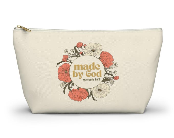 Botanical Accessory Pouch, Flourish and Organize with the 'Made by God' Design, Perfect Gift for Friends and Family, Travel Essentials,
