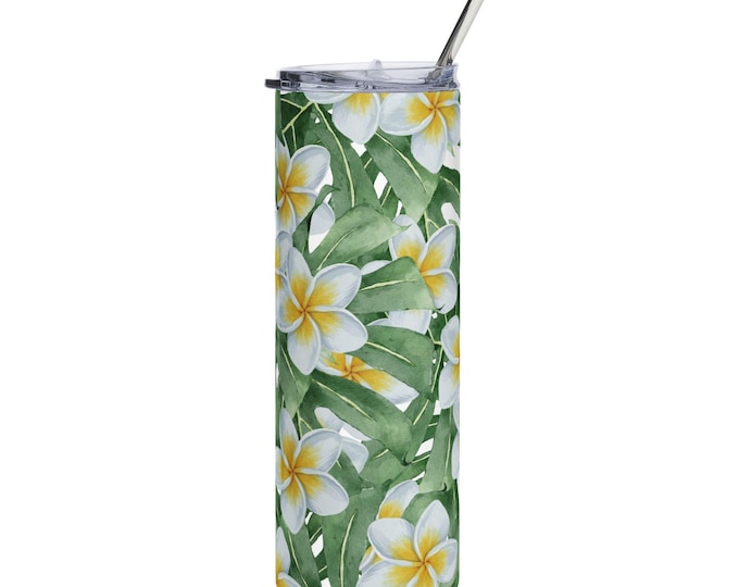 Tropical Floral Stainless Steel Tumbler, 20oz - Perfect for Travel, Summer Parties, Eco-Friendly Drinkware, Gifts for Her