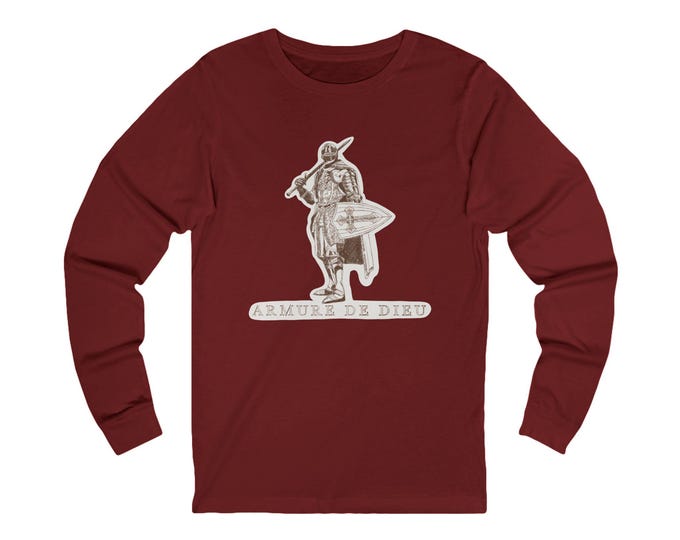 Amure De Dieu (Armor of God) Long Sleeve Tee - Unisex, Historical Style Shirt, Bible Verse Illustration, Everyday Wear, Ephesians 6