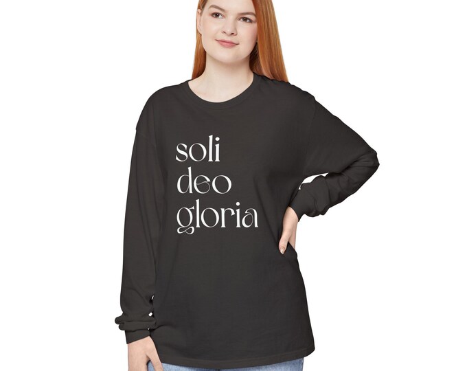 Soli Deo Gloria (To God Alone Be The Glory) Long Sleeve T-Shirt, Faith-Based Apparel, Unisex Shirt, Gift for Christians, Casual Wear