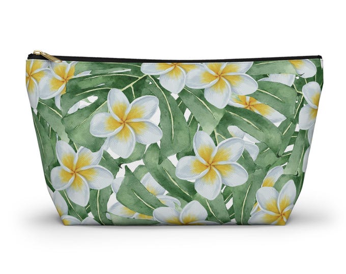 Tropical Floral Accessory Pouch, Travel Makeup Bag, Cosmetic Bag, Gift for Her, Summer Accessory, Nature Lover Gift
