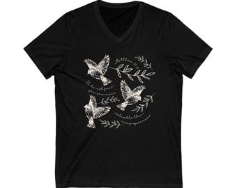 スパロウ クリスチャン Vネックシャツ - マタイによる福音書 10:31 聖句Tシャツ - ユニセックス聖句シャツ - 信仰を鼓舞するギフト