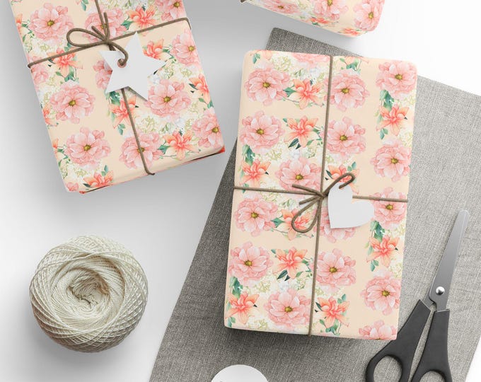 Floral Wrapping Paper - Elegant Gift Wrap for Birthdays, Weddings, Showers, Holidays, Parties, Special Occasions