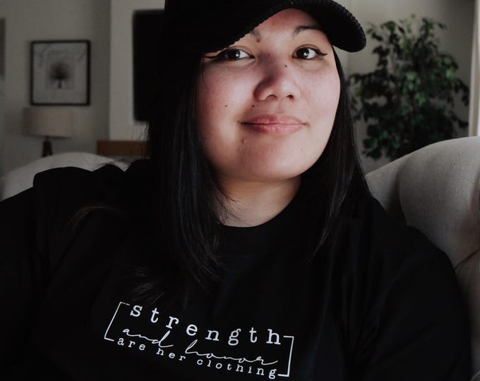 Strength & Honor Are Her Clothing | BLACK - Christian Apparel, Scripture Apparel, Faith-Based Apparel