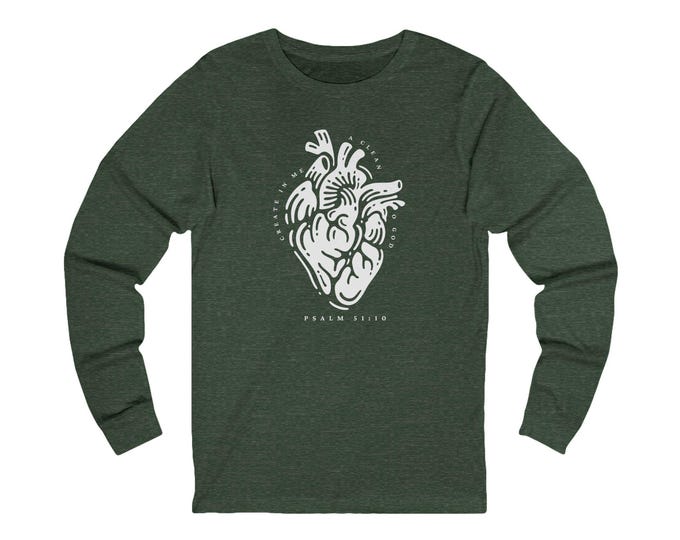 Create In Me A Clean Heart Unisex Long Sleeve Tee, Biblical Verse Apparel, Casual Wear, Everyday Comfort, Faith-Based Clothing