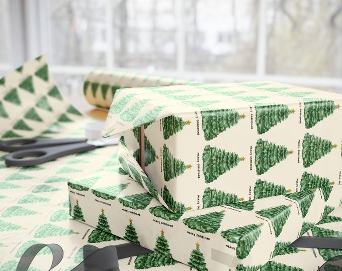 Charming Christmas Wrapping Paper Roll, Festive Tree Design, Holiday Gift Wrap, Environmentally Friendly, Ideal for All Celebrations