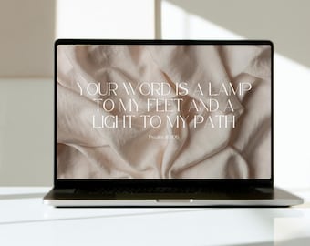 ミニマリストな聖書の一節のデスクトップ壁紙：ベージュの聖書（デジタルファイル）