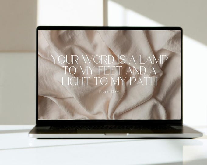 your word is a lamp to my feet - minimalistic beige desktop wallpaper, bible verse wallpaper, aesthetic scripture desktop wallpaper, jesus