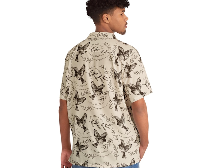 Valuable Than Many Sparrows Men's Tropical Print Hawaiian Shirt, Summer Shirt, Beachwear, Casual Wear, Relaxed Style, Gift for Him