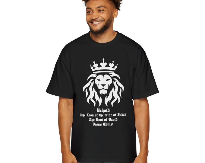 The Lion of Judah Graphic Tee, Bold Faith T-Shirt, Men's Oversized Shirt, Christian Apparel, Gifts for Him, Stylish Casual Wear