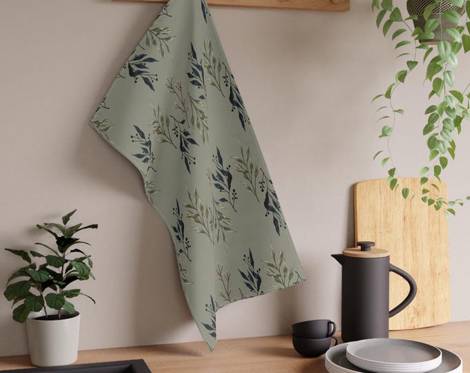 Botanical Print Tea Towels, Elegant Kitchen Decor, Gift for Housewarming, Floral Kitchen Textiles, Eco-Friendly Home Accessory