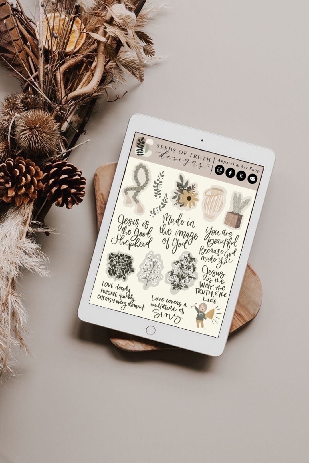 Greenery Sticky Goodnotes Stickers - DIGITAL DOWNLOAD - Etsy