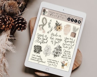 Greenery Sticky GoodNotes ステッカー - デジタルダウンロード