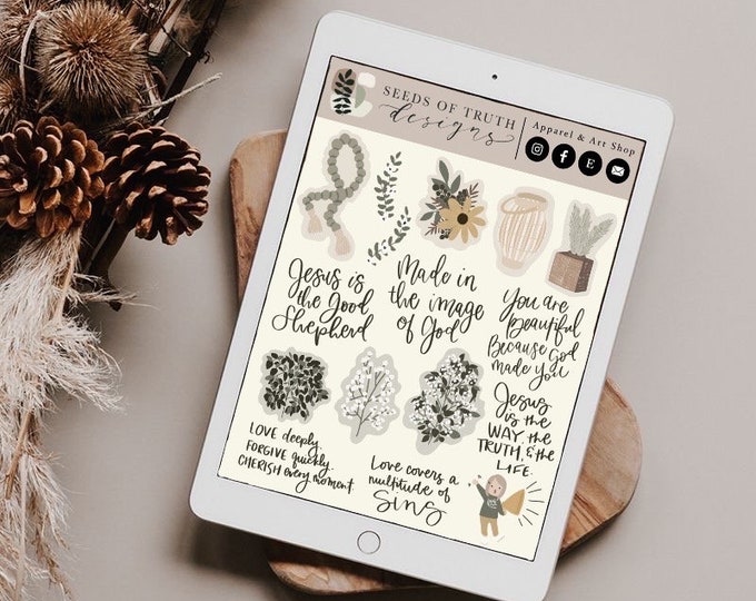 Greenery Sticky GoodNotes Stickers - DIGITAL DOWNLOAD