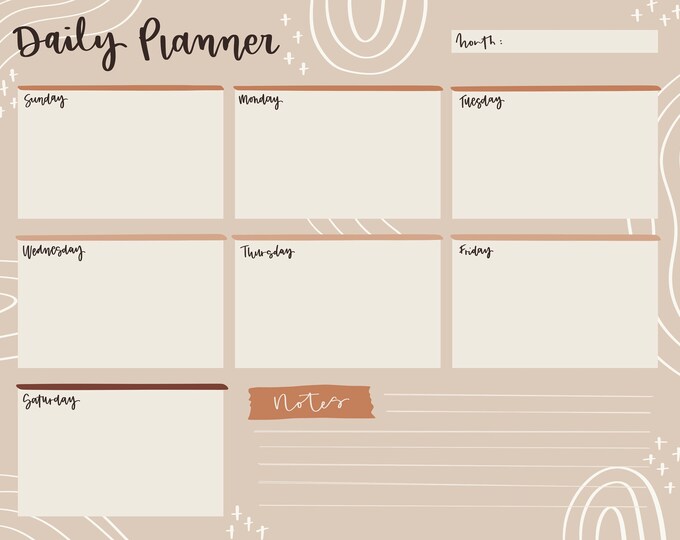 Minimalist Boho Daily Planner - DIGITAL DOWNLOAD [PDF]