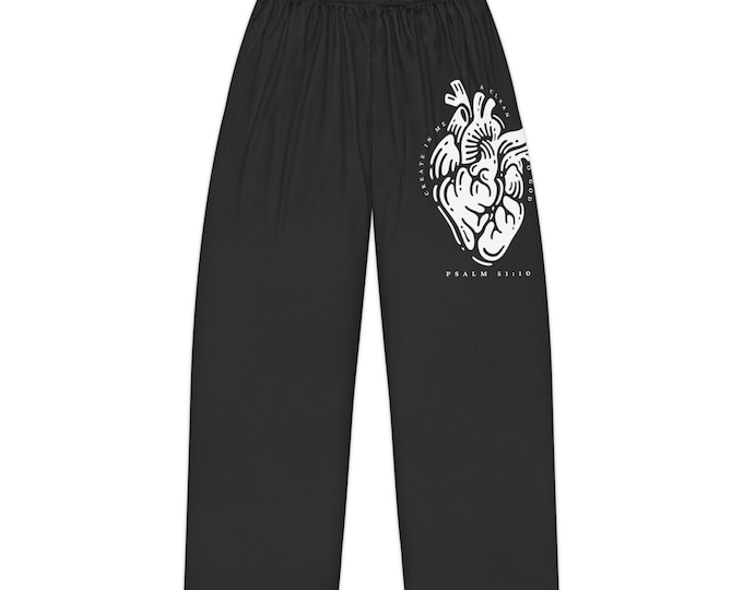 Create In Me A Clean Heart, O God Women's Pajama Pants with Heart Design, Comfy Sleepwear, Cozy Lounge Pants, Perfect Gift for Her