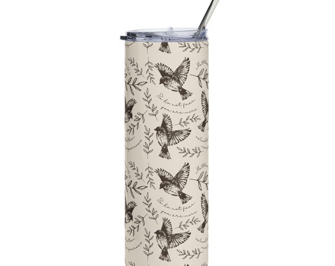 More Valuable Than Many Sparrows Christian Design Stainless Steel Tumbler | 20oz Eco-Friendly Travel Mug, Perfect Gift for Her