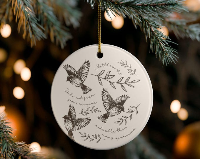 Sparrows Ornament - Inspirational Home Decor, Christmas Gift, Scripture Ornament, Festive Holiday Decor