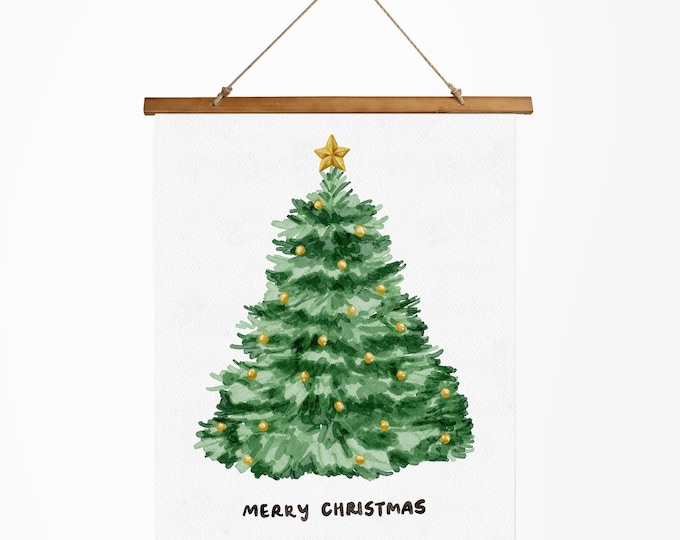 Rustic Christmas Wall Tapestry, Wood Topped Decor, Holiday Wall Art, Festive Home Decor, Merry Christmas Decoration, Seasonal Wall Hanging