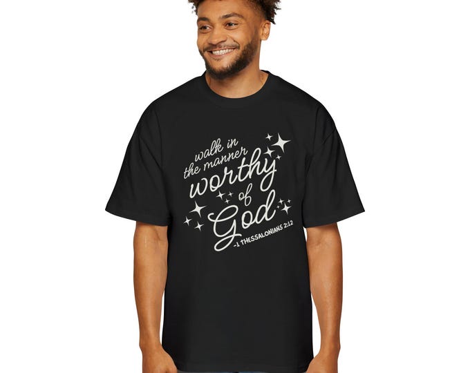 Walk in the Manner Worthy of God, Scripture Apparel Graphic Tee for Men, Casual Wear, Faith-Based Gift, Summer Style, Comfortable Outfit