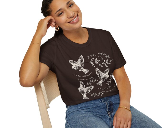 More Valuable Than Many Sparrows Christian Design T-Shirt - Softstyle Unisex Tee, Nature Lover Gift, Casual Wear, Eco-Friendly Apparel