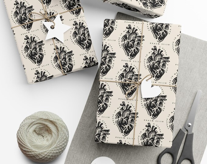 Create In Me A Clean Heart Gift Wrap Papers, Stylish Wrapping Sheets for Holidays, Birthdays, Anniversaries, Christian Design Gift Wrapper