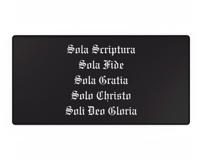 The 5 Solas (Christian Theology) Desk Mat - Office Decor, Christian Gifts, Motivational Workspace, Desk Accessories, Christian Accessories