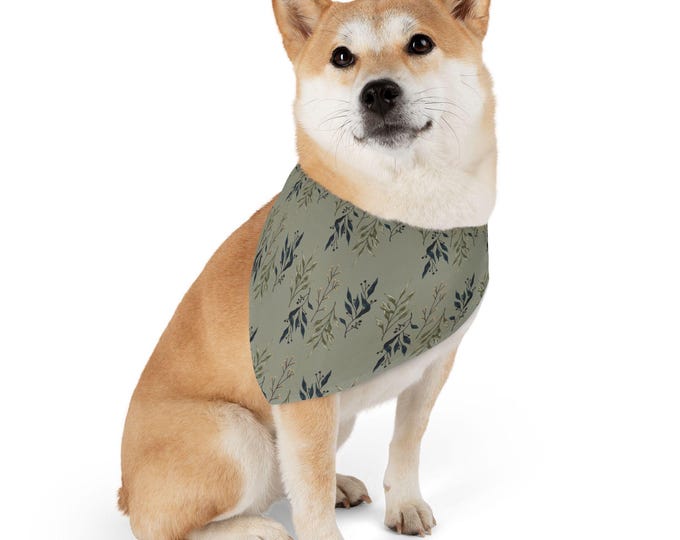 Botanical Pet Bandana Collar, Stylish Dog Accessory, Perfect for Walks, Gifts for Pet Lovers, Cute Dog Fashion, Adjustable Collar
