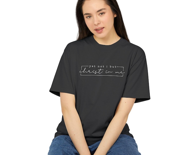Yet Not I But Christ In Me, Christian Unisex Heavy Faded Tee - Soft Casual Shirt, Perfect for Everyday Wear, Gifts, Scripture Apparel