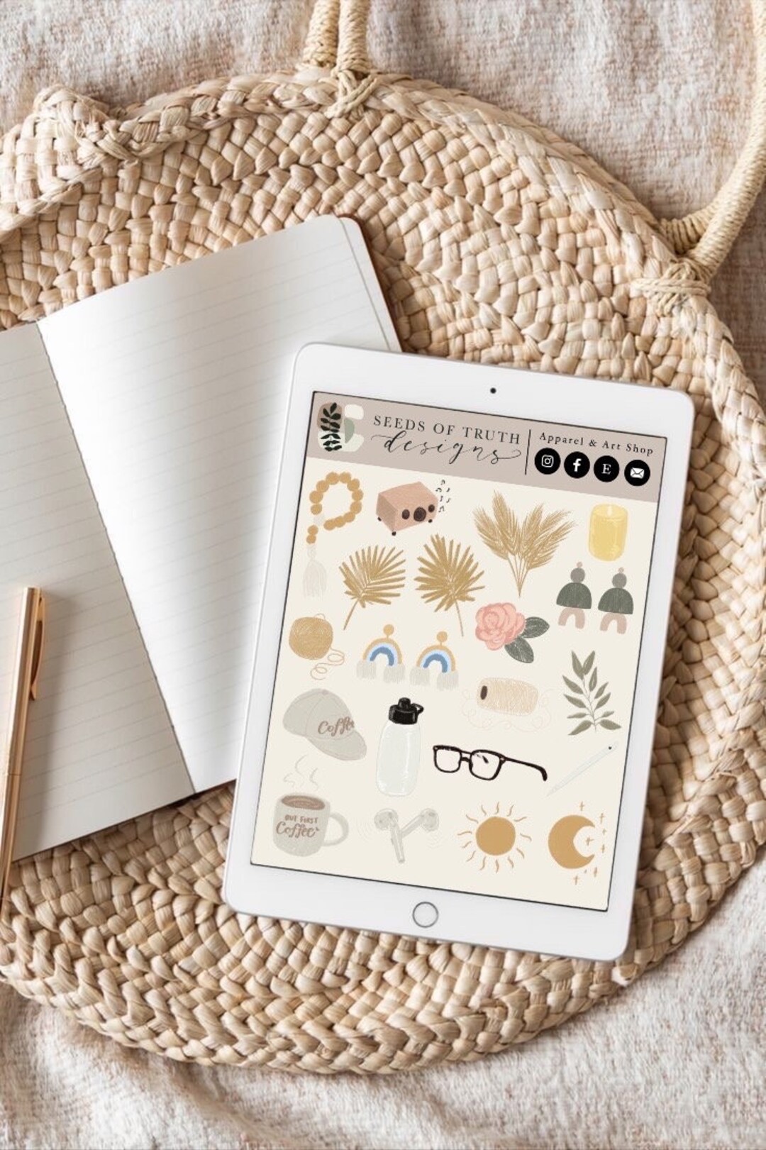 Minimalist Boho Goodnotes Stickers - DIGITAL DOWNLOAD - Etsy